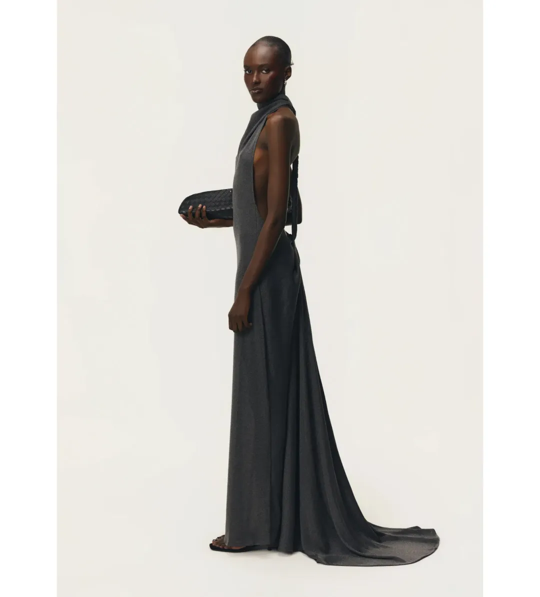 Arcina Ori Romy Maxi Dress with Train in Chrome Metallic Size 6 for rent on The Volte - main image