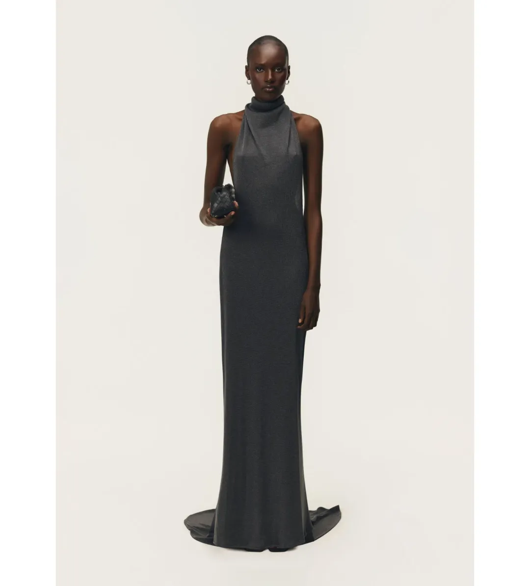 Arcina Ori Romy Maxi Dress with Train in Chrome Metallic Size 6 for rent on The Volte - main image