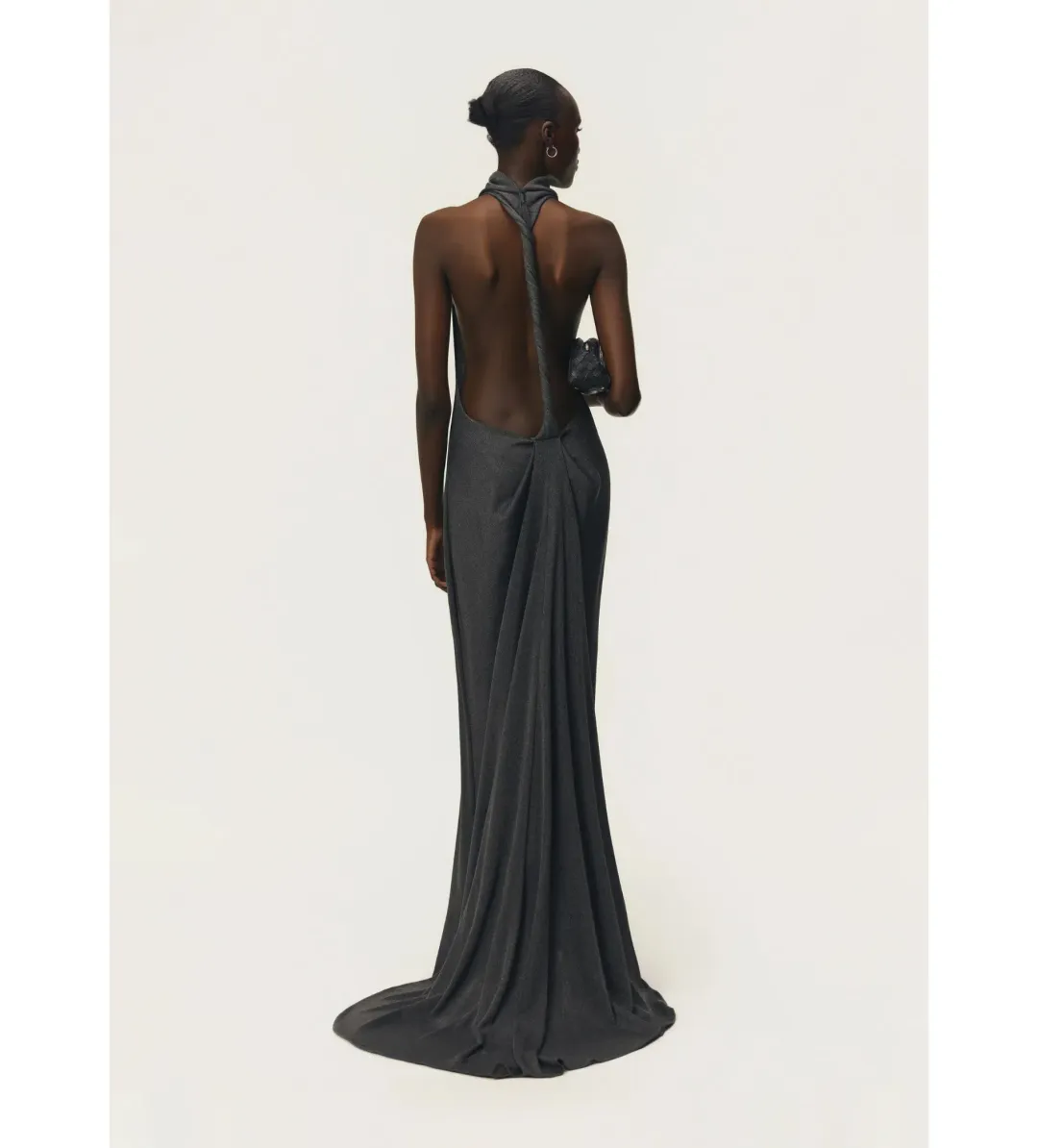 Arcina Ori Romy Maxi Dress with Train in Chrome Metallic Size 6 for rent on The Volte - main image