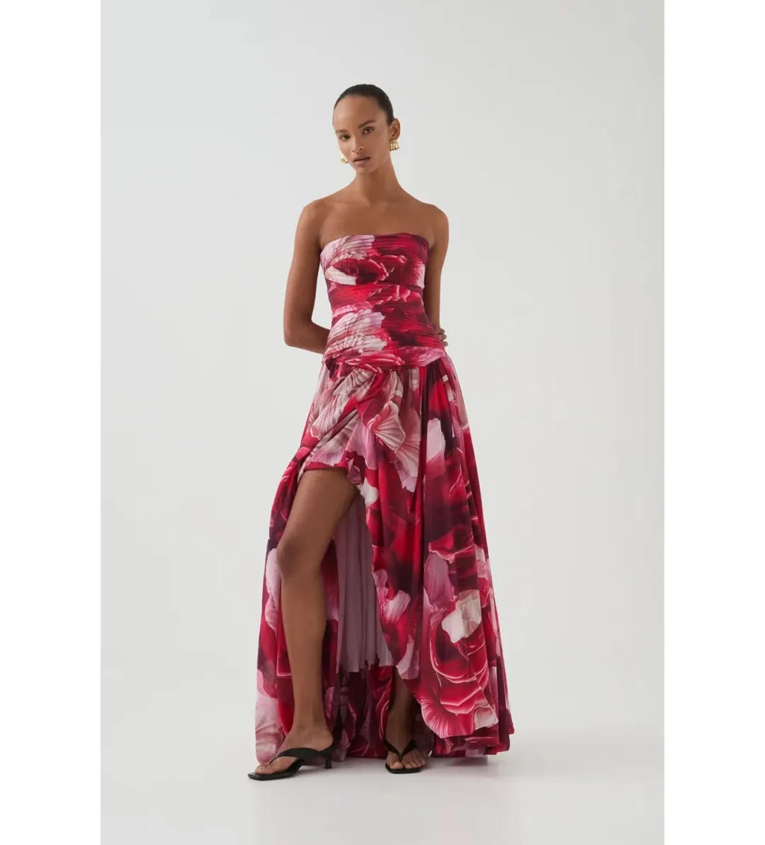 Aje Flora Gown Prismatic Floral Red Size 8  for rent on The Volte - main image
