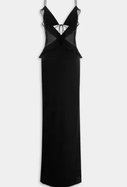 Venroy Silk Bralette Ruffle Maxi Dress In Black AU 6 / XS for rent on The Volte - image 3