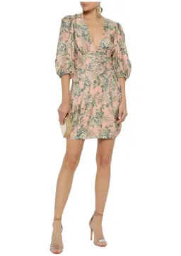 Zimmermann Tempest Lace Up Mini Dress Rouge Desert Rose Size 0 / AU 8 for rent on The Volte - image 1
