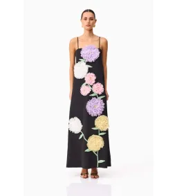 Elliatt Buttercup Embroidered Maxi Dress in Black Size M/AU10 for rent on The Volte - image 1