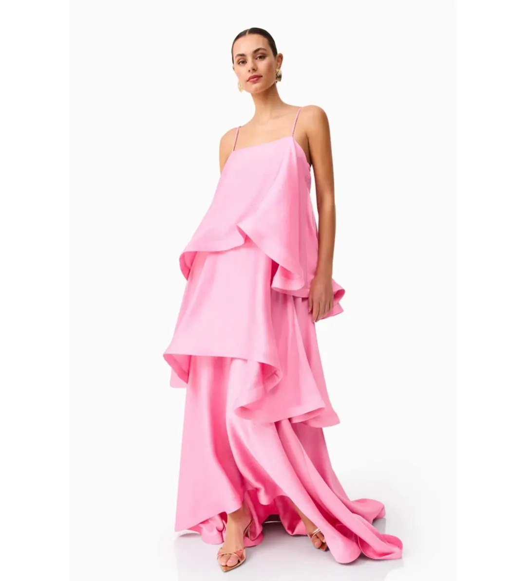 Elliatt Tilly Tiered Maxi Dress in Pink Size M/AU10 for rent on The Volte - main image