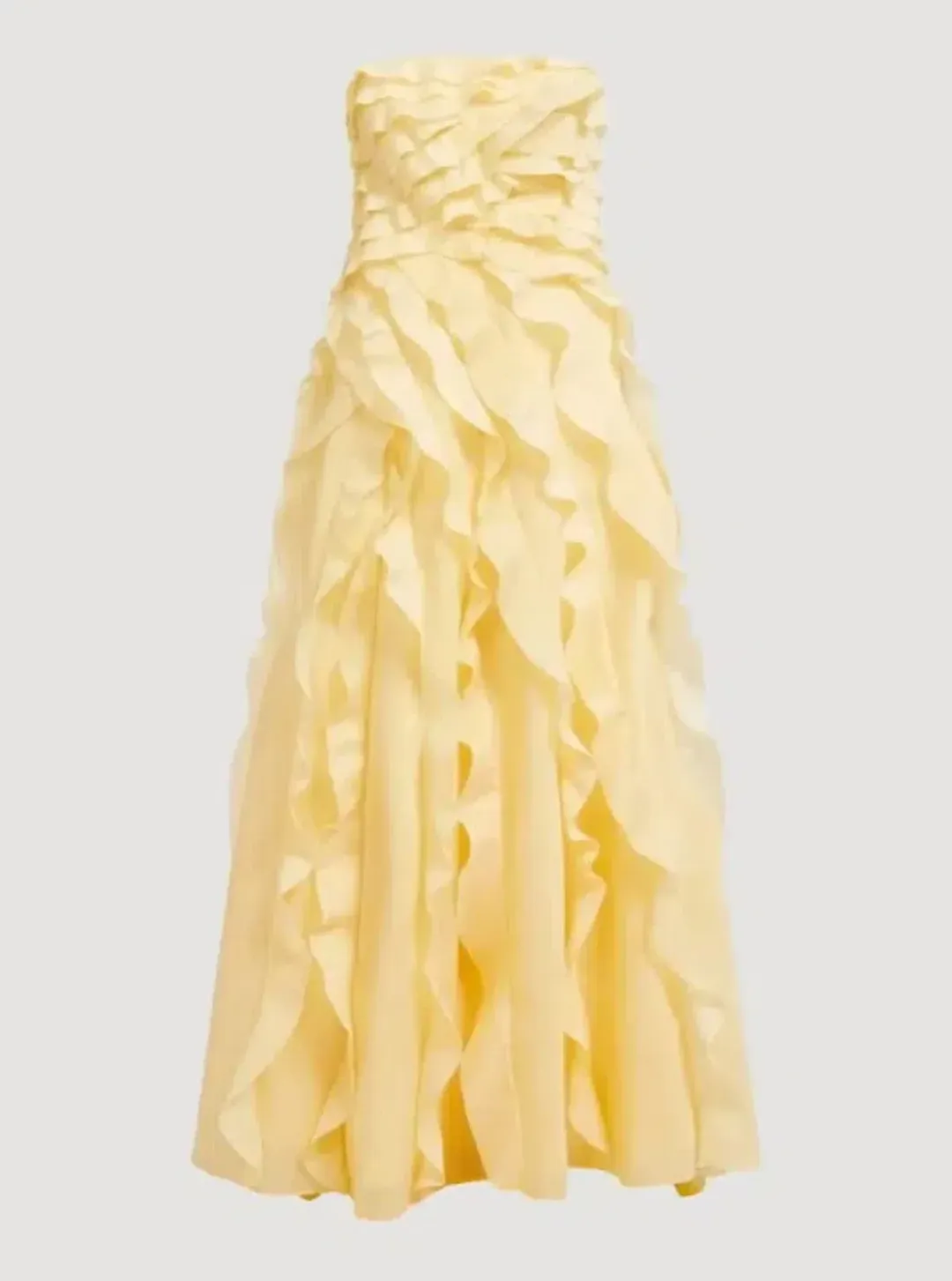 BRAND NEW 💛 Aje ALLAIRIE GOWN in Butter Yellow - Size 14 AU  💛 Ruffled Tiered Maxi Dress  💛 for rent on The Volte - main image