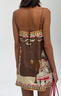 Venroy Silk Twill Mini Dress in Brown Size XS / AU 6  for rent on The Volte - image 4