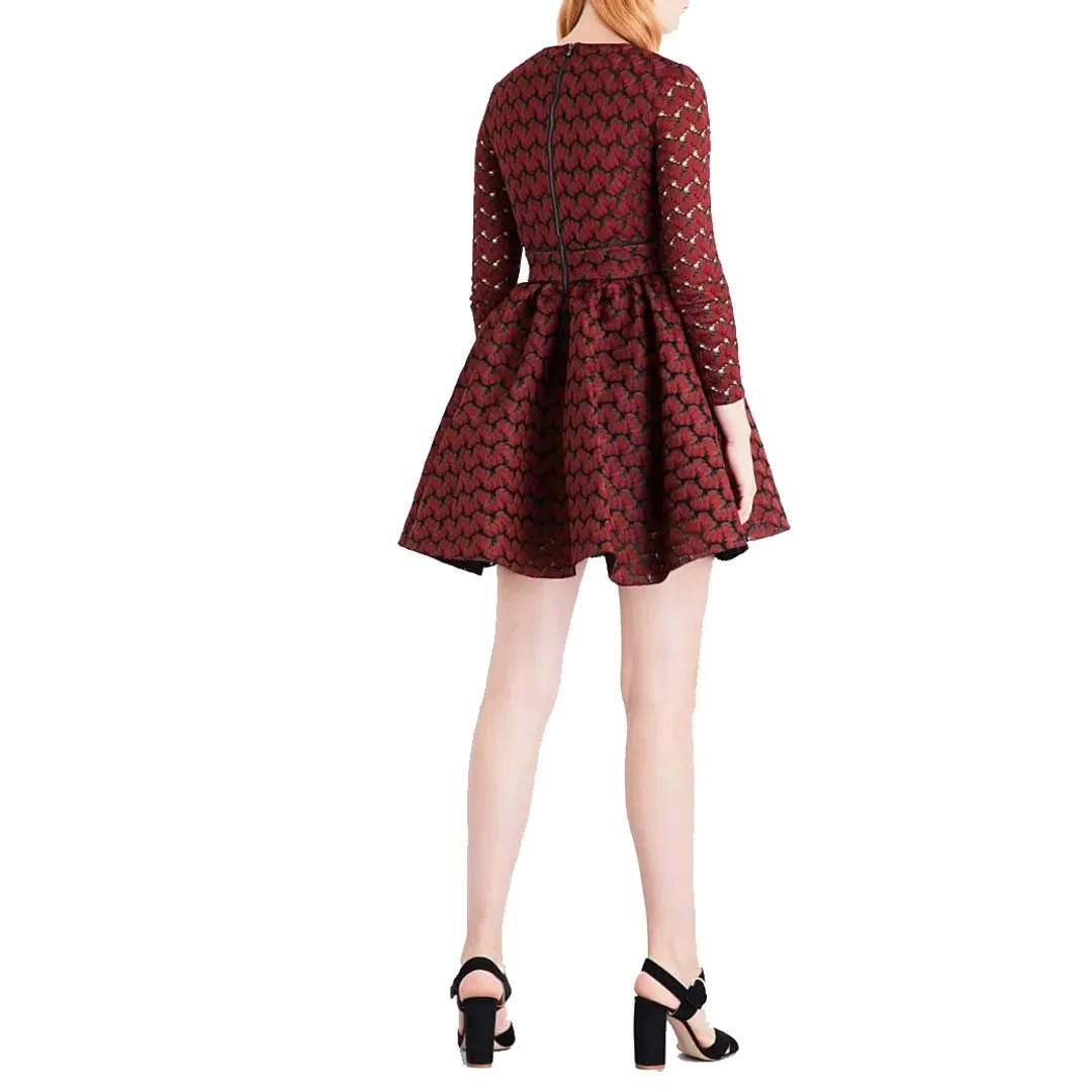 Maje Royani Bonded Lace Dress Red Size 8 for rent on The Volte - main image