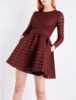 Maje Royani Bonded Lace Dress Red Size 8 for rent on The Volte - image 1