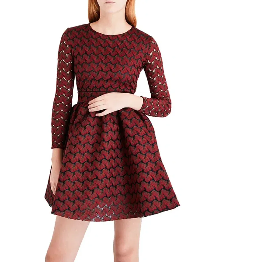 Maje Royani Bonded Lace Dress Red Size 8 for rent on The Volte - main image