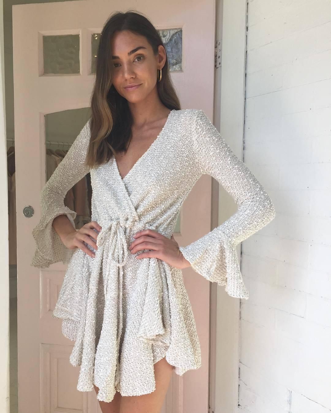 Shona Joy - Aimee Frill Cuff drawstring Mini Cream Dress Size 6 for rent on The Volte - main image