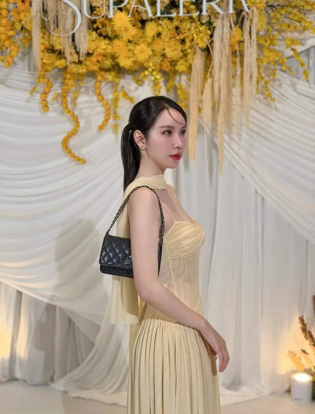 COCOSIN Muse Mesh Halter Gown S Butter Yellow for rent on The Volte - main image