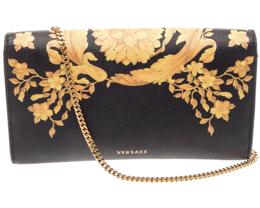 Versace classic Barocco print wallet on chain/crossbody clutch bag for rent on The Volte - main image