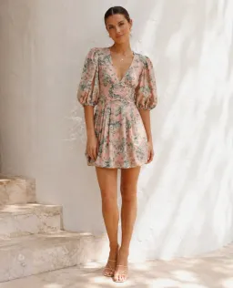 Zimmermann Tempest Lace-Up Mini Dress – Rouge Desert Rose – Size 2 / AU 12 for rent on The Volte - image 1