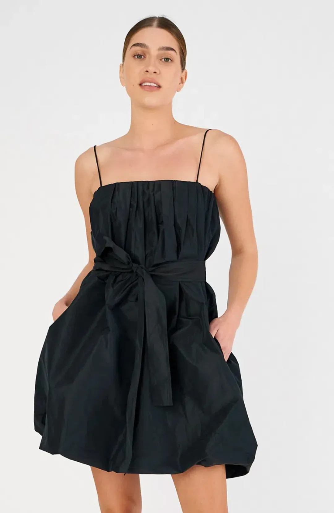 OROTON Taffeta Bubble Mini Dress Black 8 AU for rent on The Volte - main image