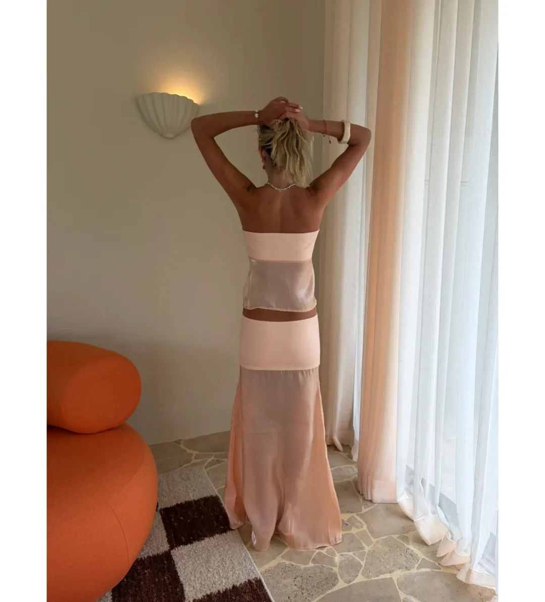 Desero Jacare Mallorca Top and Skirt Set in Orange Size S/AU8 for rent on The Volte - main image
