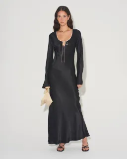 Hansen & Gretel Gwyneth Black long sleeve maxi dress for rent on The Volte - image 5