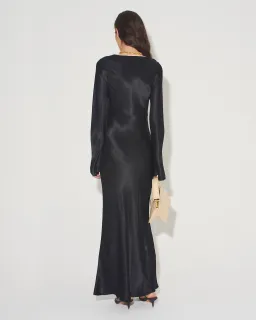 Hansen & Gretel Gwyneth Black long sleeve maxi dress for rent on The Volte - image 3