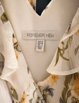Forever New Ebony Frill Trim Skater Cream Floral Mini Dress AU 10 for rent on The Volte - image 3
