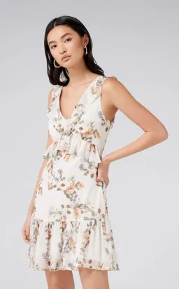 Forever New Ebony Frill Trim Skater Cream Floral Mini Dress AU 10 for rent on The Volte - image 4