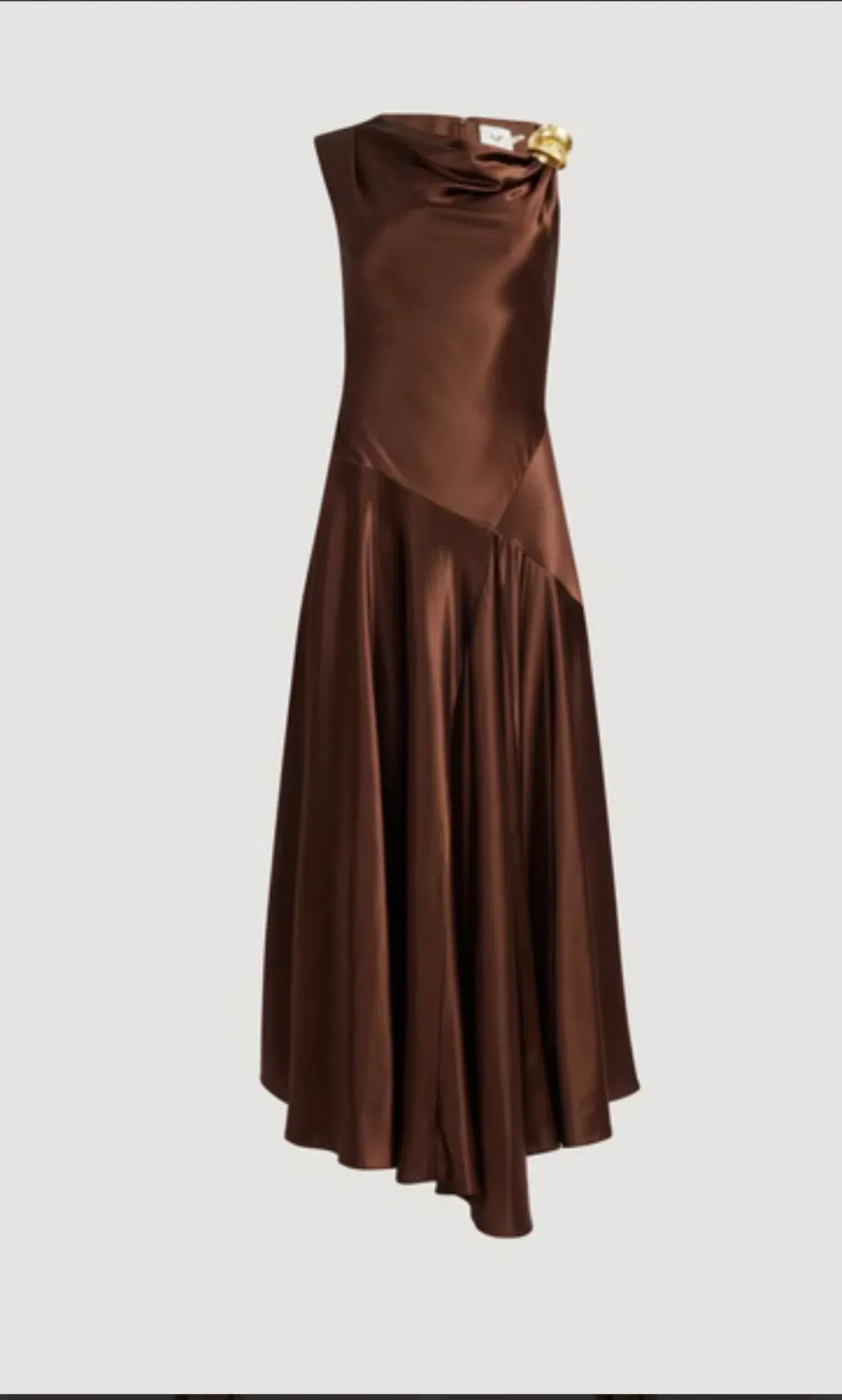 Aje siren midi dress in chocolate brown, size 6  for rent on The Volte - main image