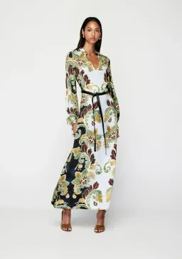 🌻MOS the Label Ivara Midi Dress - Size 12 AU - Satin Floral Green Maxi 🌻 for rent on The Volte - image 1