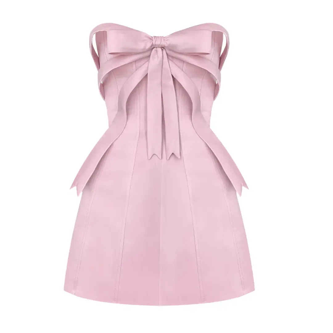 Lirika Matoshi Pink Bow Dress Mini XS  for rent on The Volte - main image