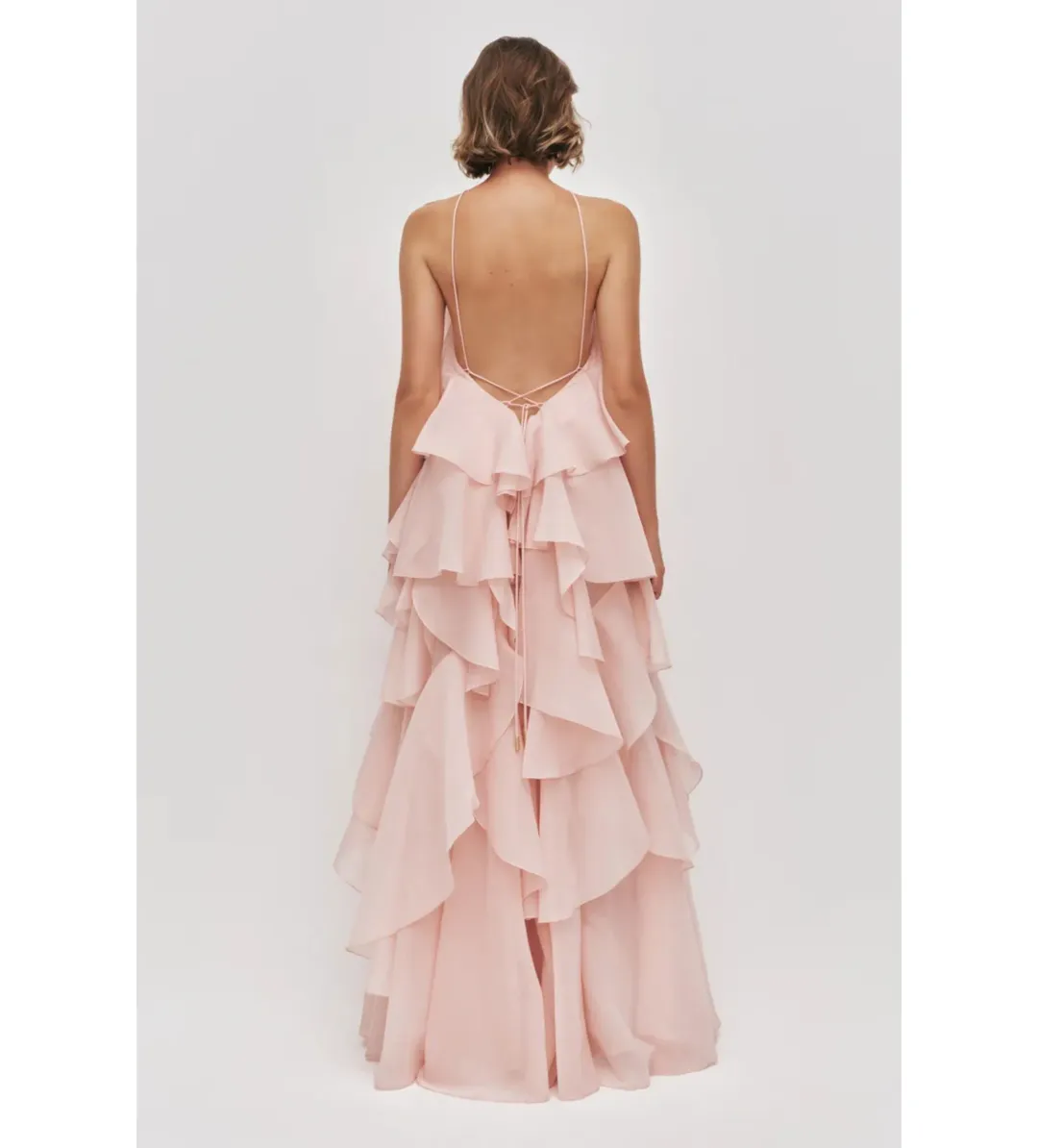 Aje Pandorea Layered Maxi Dress in Pastel Pink Size AU10 for rent on The Volte - main image