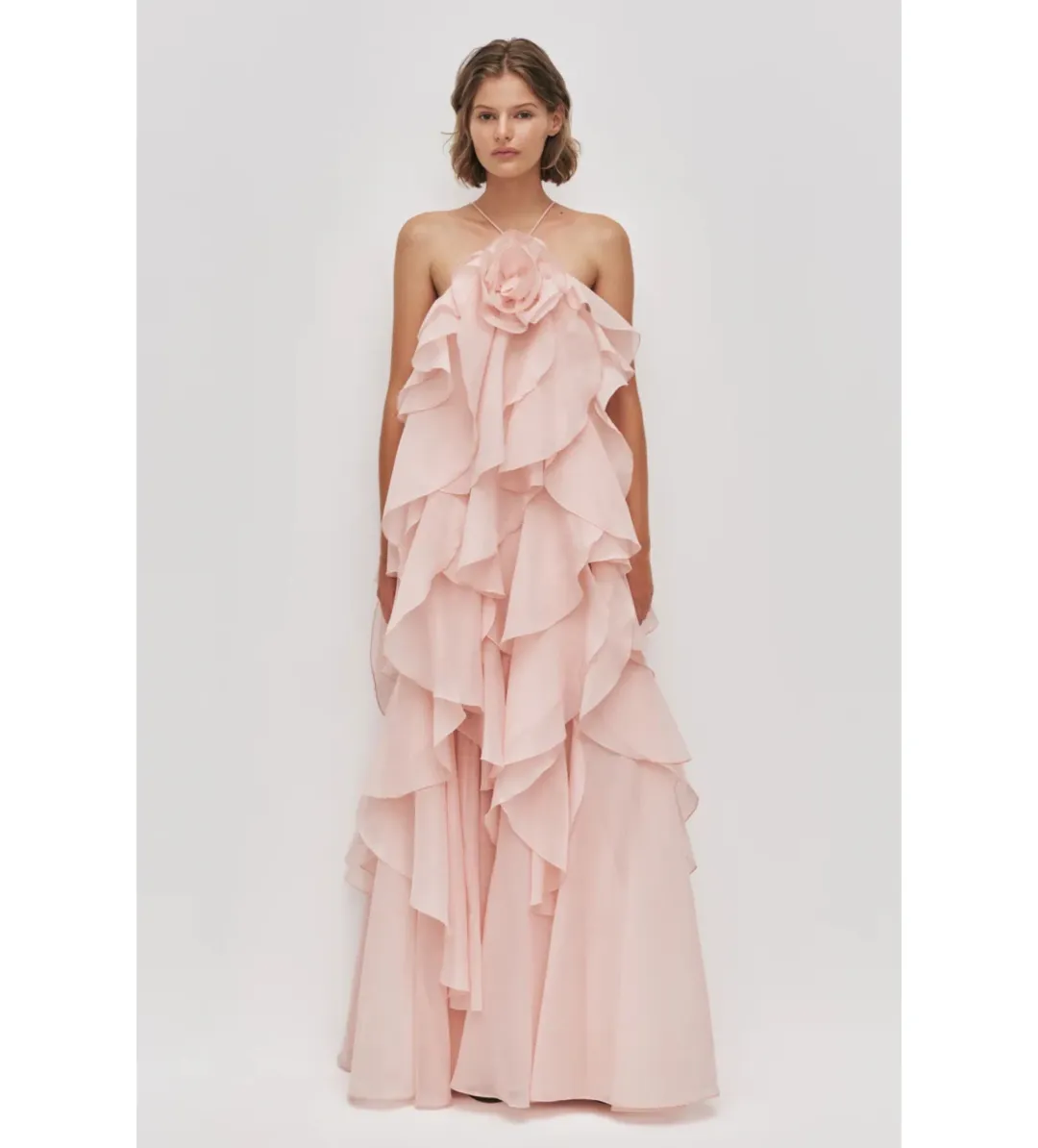 Aje Pandorea Layered Maxi Dress in Pastel Pink Size AU10 for rent on The Volte - main image