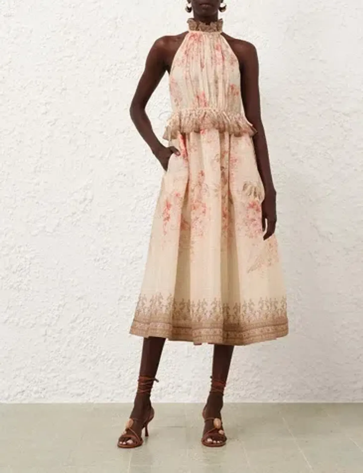Zimmermann Illuminate Halter Midi Dress Size 1/ AU 10 for rent on The Volte - main image