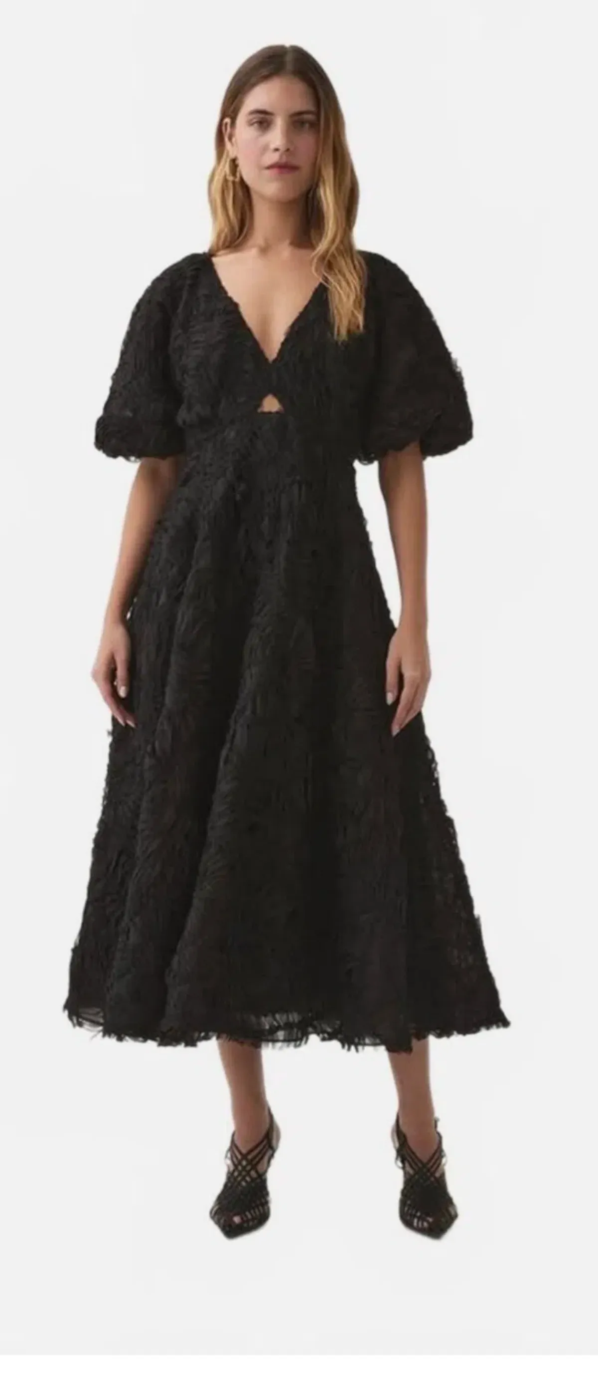 Aje Floriential midi dress black size 10  for rent on The Volte - main image
