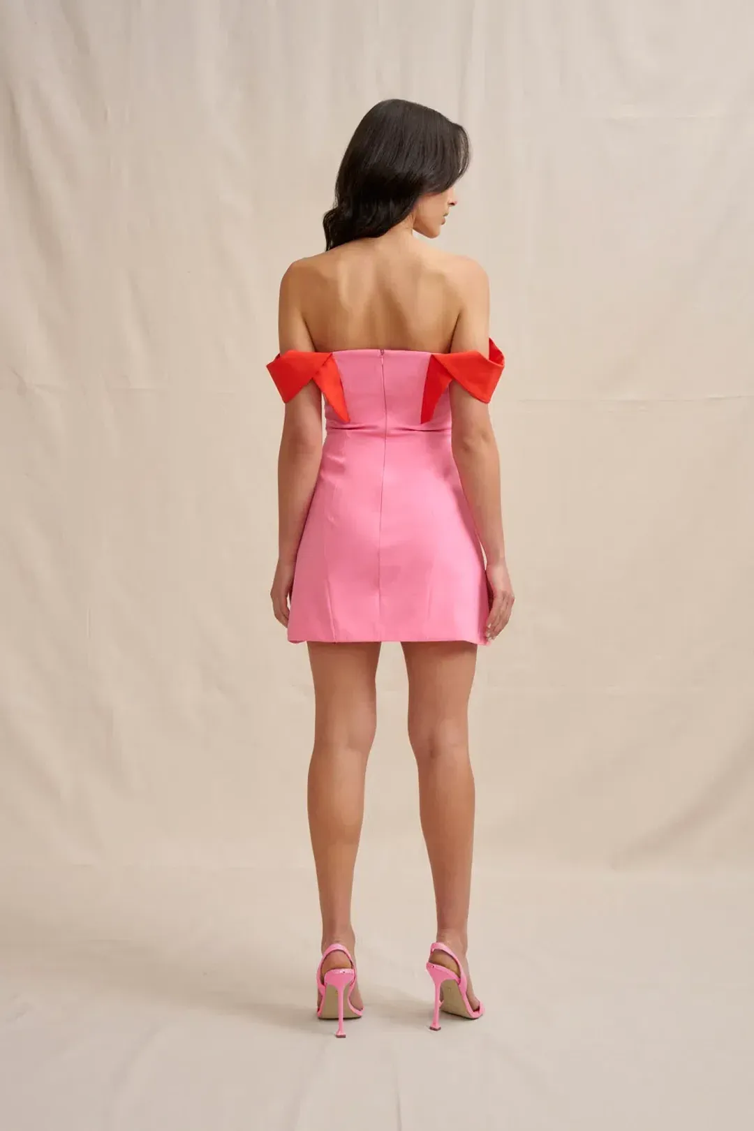By Johnny Cleo Mini Dress Pink & Red - Size 8 AU / S for rent on The Volte - main image