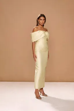 💛 Sonya Moda Aspen Gown in Butter Yellow - Size 10 / M Column Maxi Dress 💛 for rent on The Volte - image 1