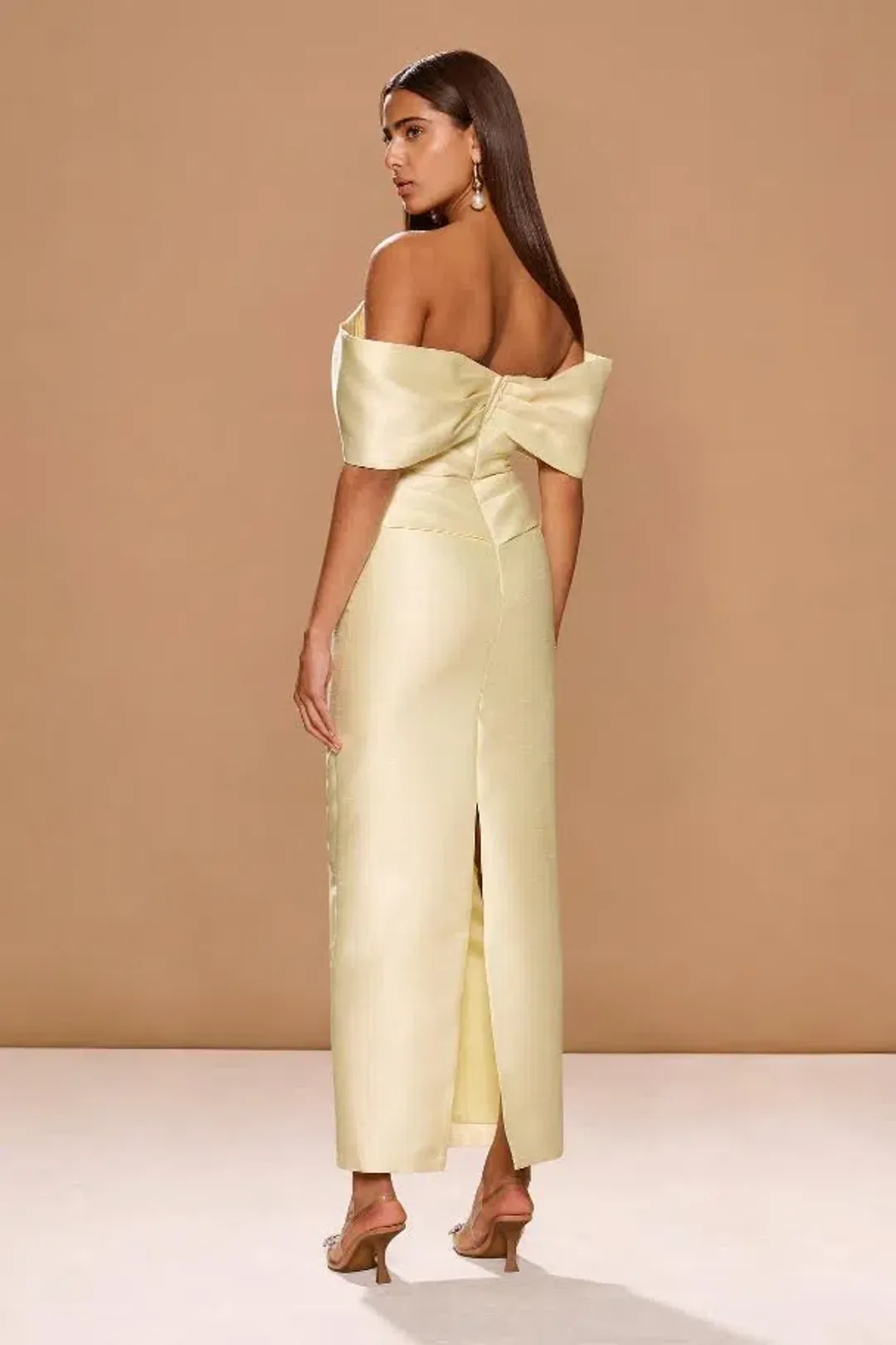 💛 Sonya Moda Aspen Gown in Butter Yellow - Size 10 / M Column Maxi Dress 💛 for rent on The Volte - main image