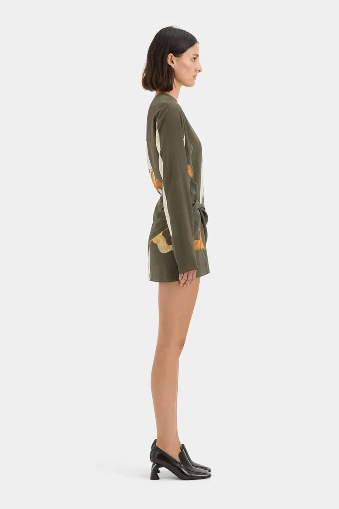 SIR CONSTANCE TWIST MINI DRESS SILK LONG SLEEVE | Size 1 AU 8 for rent on The Volte - main image