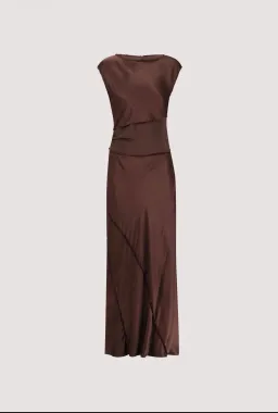 DISSH Monica Bitter Chocolate Satin Midi Dress for rent on The Volte - image 3