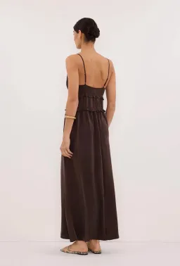 DISSH Lena Bitter Choc Silk Maxi Dress for rent on The Volte - image 2