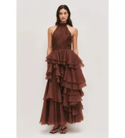 Aje Fayette Gown in Dark Chocolate Size S/AU8 for rent on The Volte - image 1