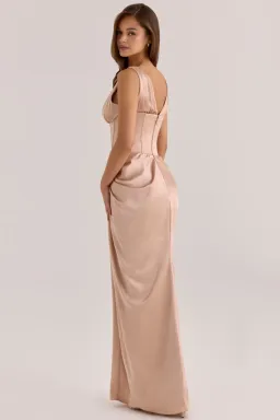 House of CB Angeline Champagne Satin Corset Maxi — XS Bigger Cup for rent on The Volte - image 3