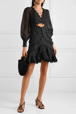 Zimmermann Corsage Bauble Mini Dress Black Size 8 (size 0) for rent on The Volte - image 1