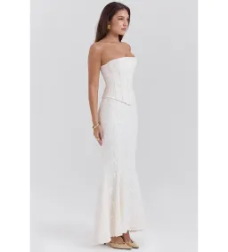 House of CB Dakota Strapless Corset and Veronica Maxi Skirt Set in Vintage Ivory Size S/AU8 for rent on The Volte - image 2