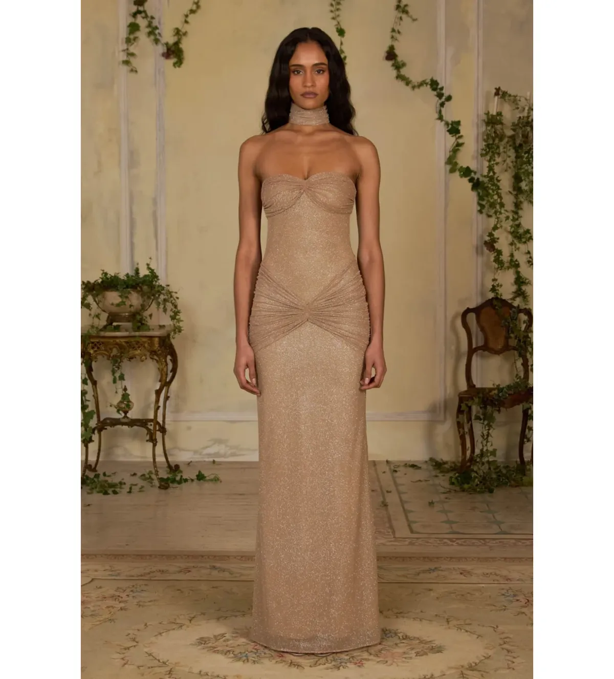 Mirror Palais The Starlite Maxi Dress in Diamond Sand Size S/AU8 for rent on The Volte - main image