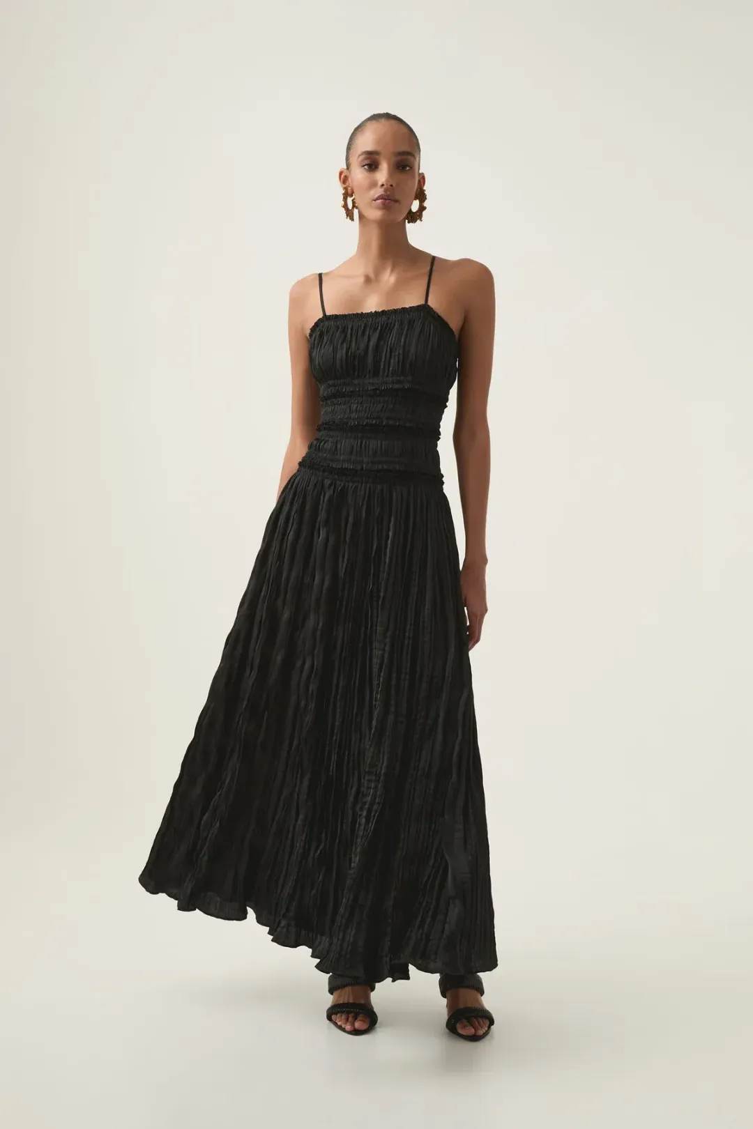 AJE DEWDROP LAYERED SATIN GOWN BLACK SIZE 6 for rent on The Volte - main image