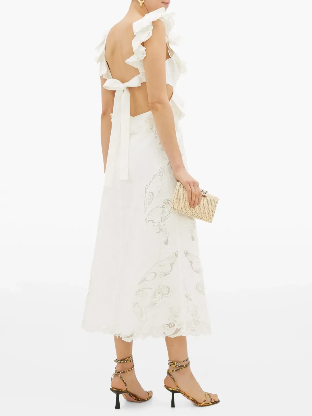 Zimmermann Super Eight Embroidered Midi Dress Ivory Size 0 / AU 8 for rent on The Volte - main image