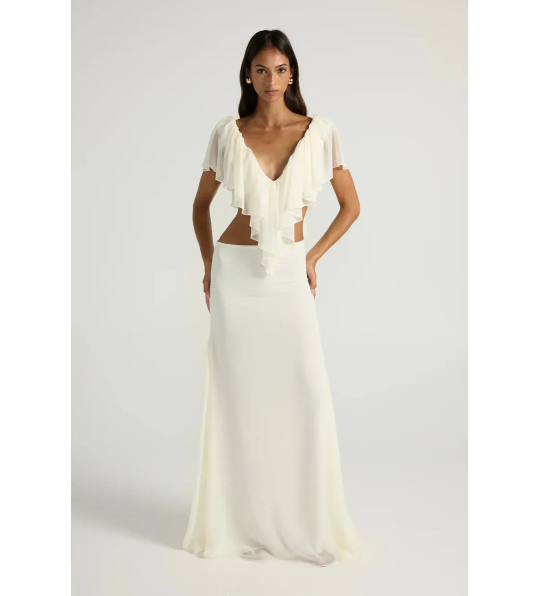 Ance Gria Clover Top and Skirt Set in Ivory Size AU8 for rent on The Volte - main image