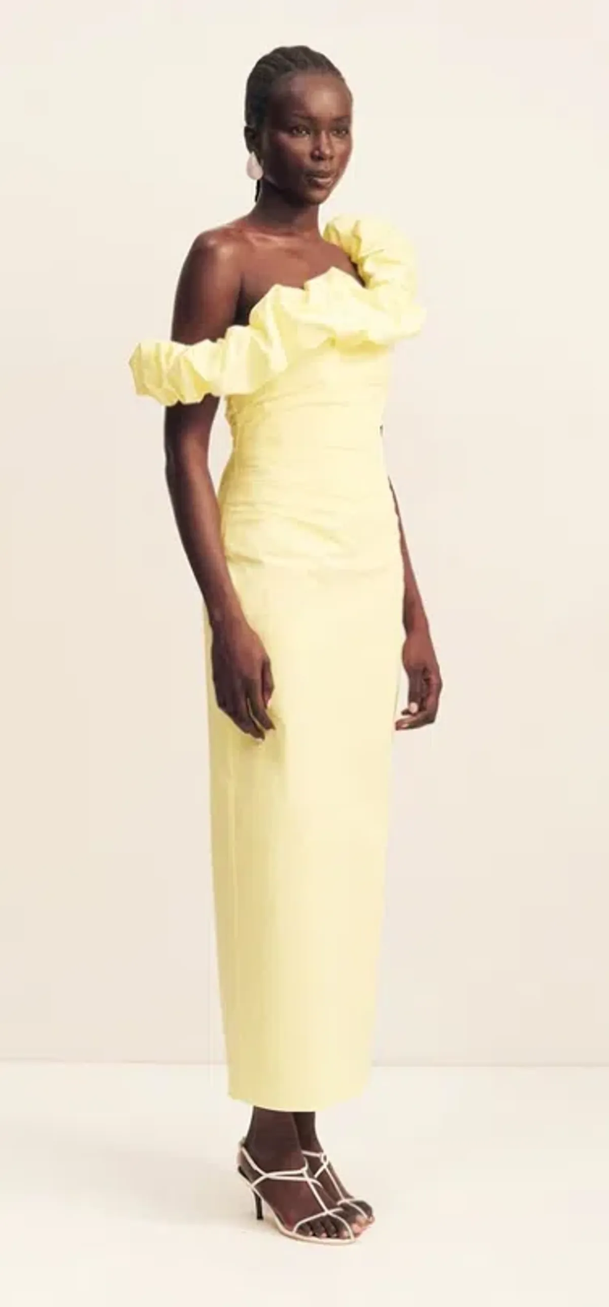 Campbell Ruffle Draped Maxi Dress - Lemonade for rent on The Volte - main image