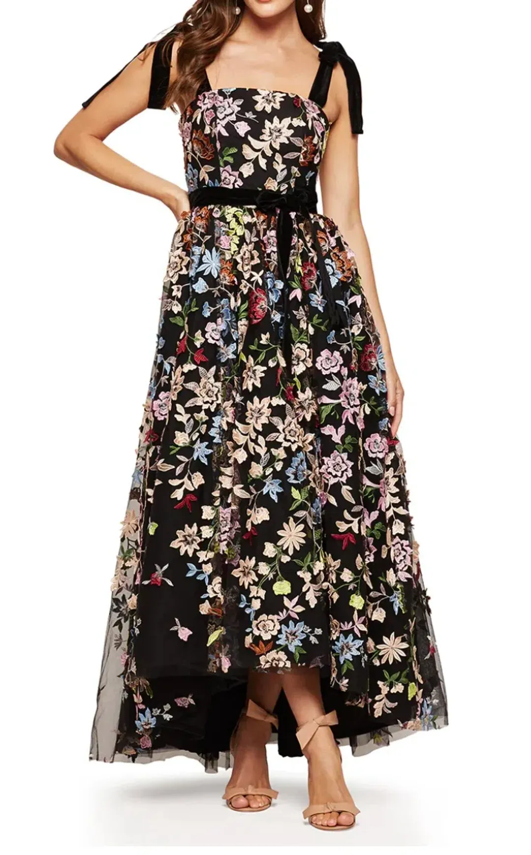 SAMANTHA ROSE LORENA FLARE MAXI Black Floral Size 12 for rent on The Volte - main image