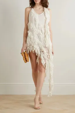 ZIMMERMANN Tama Sequin Asymmetric Linen Dress White Size 1 for rent on The Volte - image 1