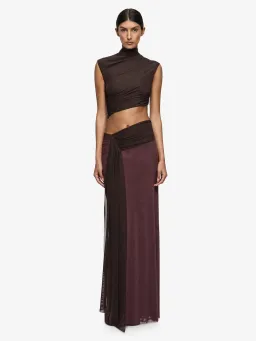 Bec & Bridge Conni Asym Midi Dress Aubergine Dark Chocolate  for rent on The Volte - image 1