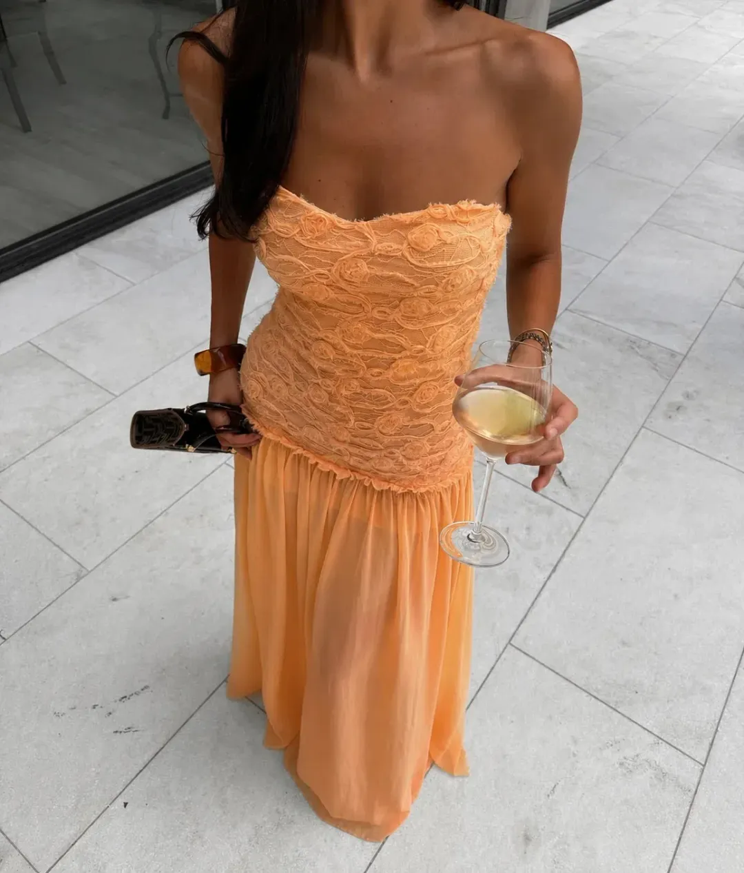 Jefresei Renata Gown Orange / Size 8 for rent on The Volte - main image