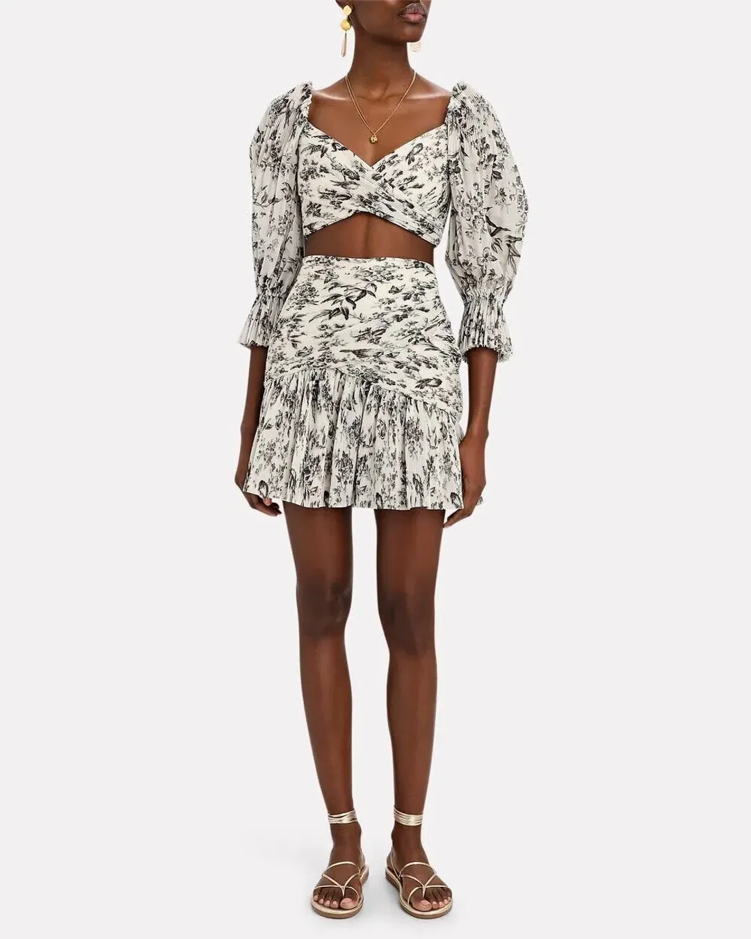 Zimmermann Pleated Mini Skirt Bird Toile Print size 14 for rent on The Volte - main image